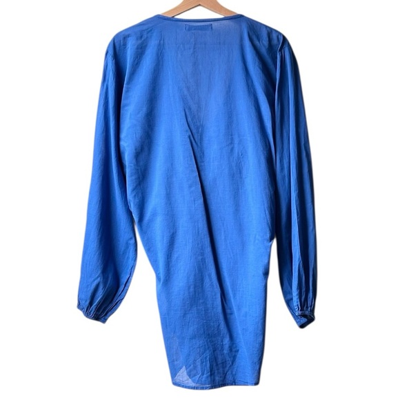 Faithfull the Brand Royal Blue Mantra plunging V-neck cotton Cover Up Dress Sz L - Picture 9 of 16